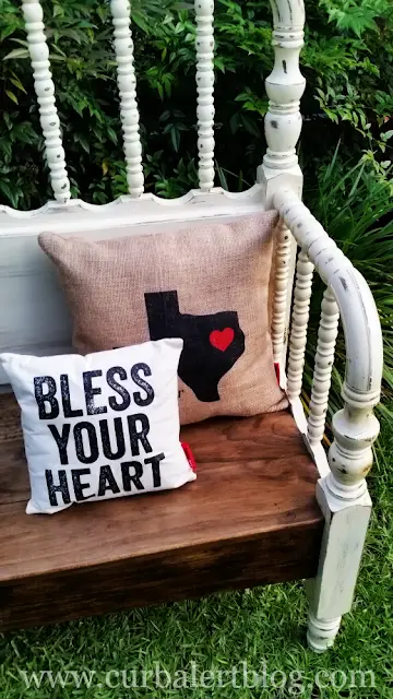 “Bless Your Heart” Texas Headboard Bench