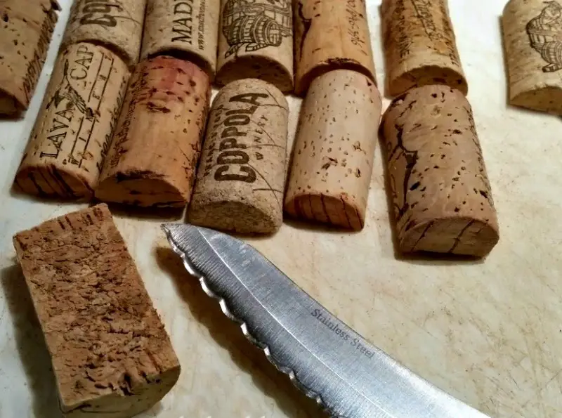 Wine corks cut in half