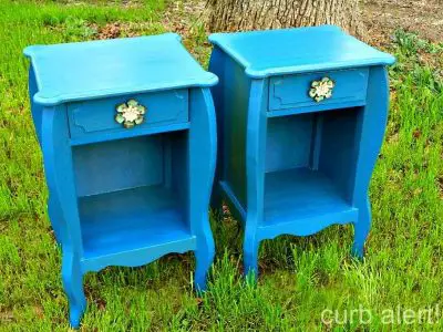 Blue painted end tables