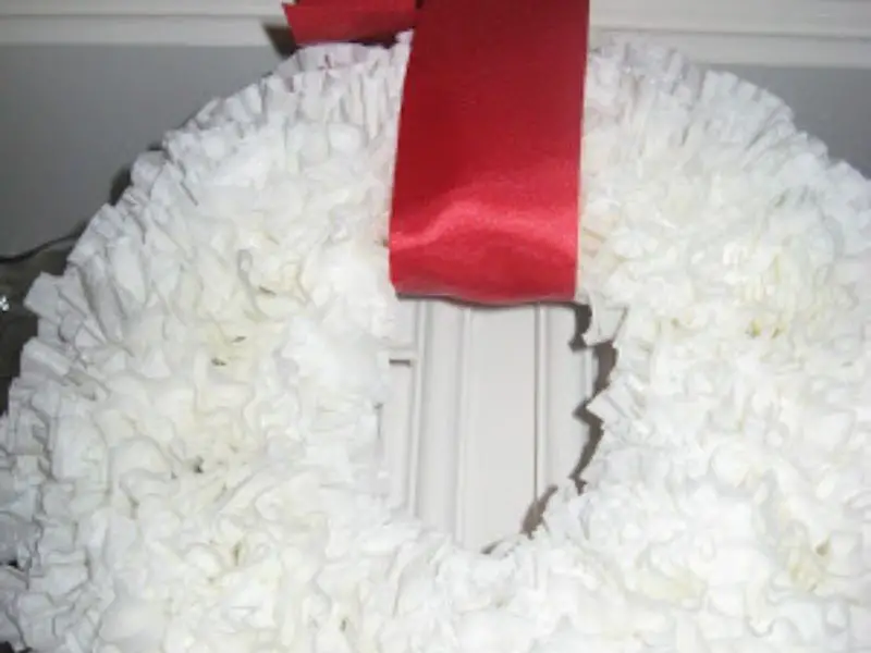 White coffee filter wreath